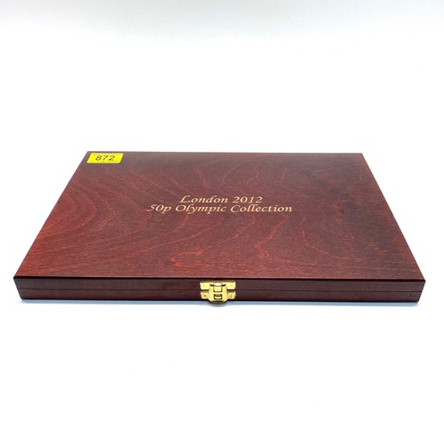 872 - London 2012 50p full collection in a wooden presentation box.