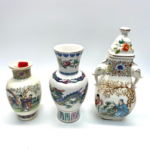 747 - 3 Asian pots including the dance of the celestial dragon by chien-ying may.