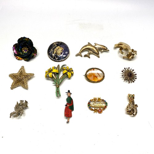 756 - 12 vintage Brooches.