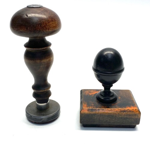 922 - World War Two German SS gestapo ink stamp made of walnut, with a silver shim to the top of the metal... 