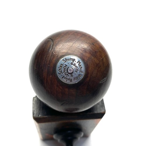 922 - World War Two German SS gestapo ink stamp made of walnut, with a silver shim to the top of the metal... 