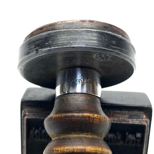 922 - World War Two German SS gestapo ink stamp made of walnut, with a silver shim to the top of the metal... 