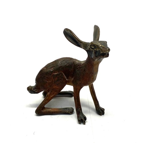 928 - Bronze cold painted Hare.