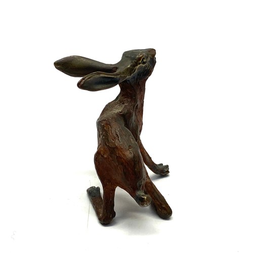 928 - Bronze cold painted Hare.