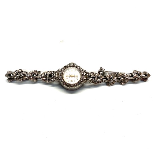 931 - Ladies Accurist sterling silver and Marchese cocktail watch. Hallmarks for Birmingham 1962 by Yapp a... 