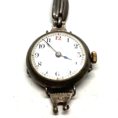 782A - Red 12 Transitional sterling silver military/ trench watch. Hallmarks for London 1912 by Stockwell &... 