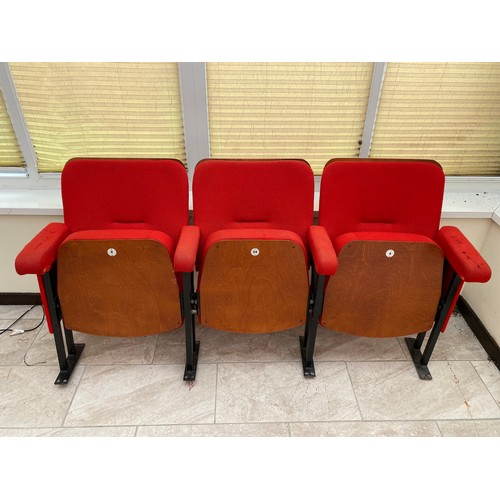 207 - A set of three cinema folding seats recovered from the restoration of Llanelli's old Odeon cinema at... 