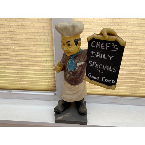 1115 - Vintage chef holding a menu board 61cm