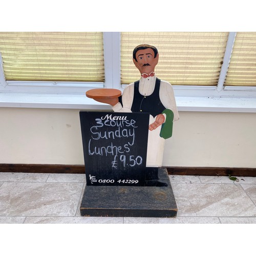 1116 - Large wooden chef holding a menu board 100 cm