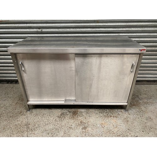 483 - Stainless steel catering cupboard with sliding doors 140cm x 60cm