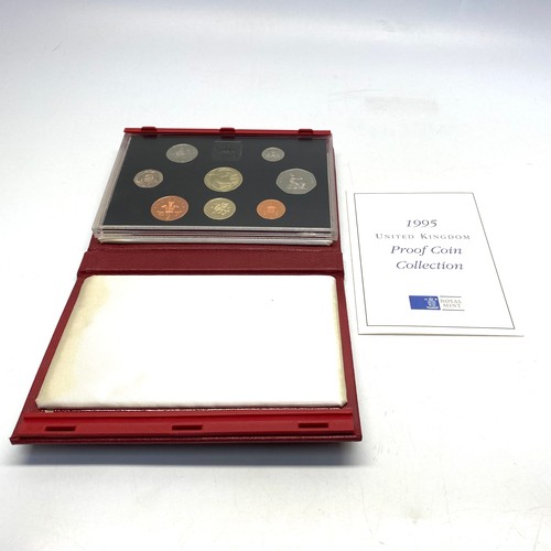 946 - 1995 UK Royal Mint Proof Coin Collection 9 Coin Year Set In Case with COA