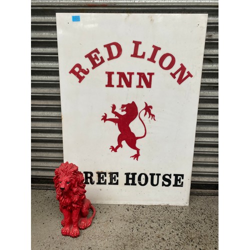 1120 - Large Plastic Pub sign from the Red lion inn and a red lion figure.