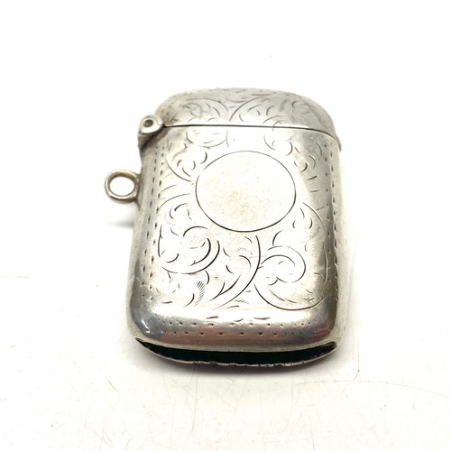 963 - Sterling silver Vesta case with hallmarks for Birmingham 1912 by J Collyer & Co Ltd Hockley Hill, Bi... 