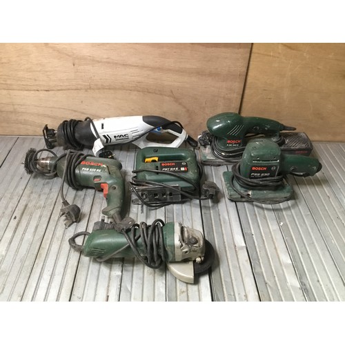 206A - A selection of Bosch tools including drill, jigsaw, sanders  and a reciprocating saw