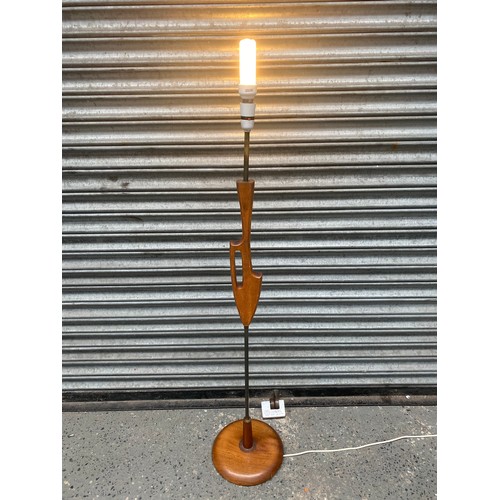 1002 - Modernist Teak Swedish-styled floor lamp in working condition.