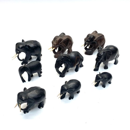 671 - Mixed selection of treen elephants.