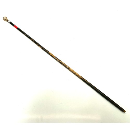 677 - Antique walking cane with silver top, London 1926.