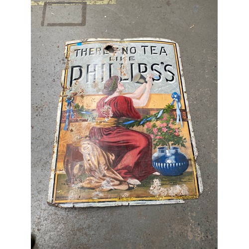 1073 - There's No Tea like Phillips's tea ' large-pictorial enamel advertising sign, single-sided, with ena... 