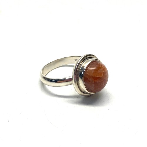 830 - Handmade Silver ring and box stamped .925 with round Tourmaline stone, size R.