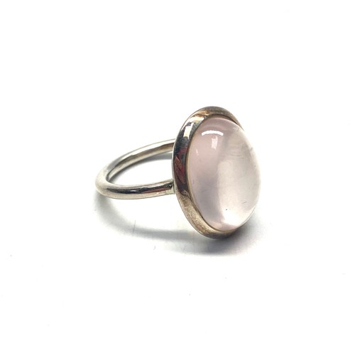 848 - Handmade Silver ring and box stamped .925 with oval moonstone gemstone size U.