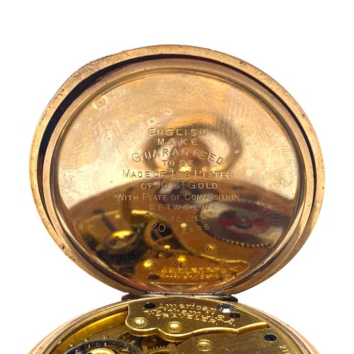 858 - Gold plated Waltham USA travellers pocket watch (runs intermittently)