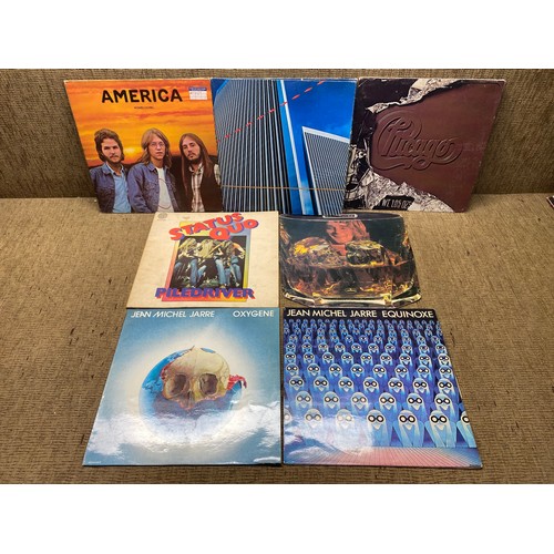 1114 - 7 lps / albums/ records including America, yes, and Chicago.