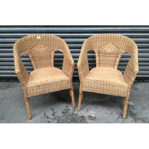 171 - Two cane and wicker chairs