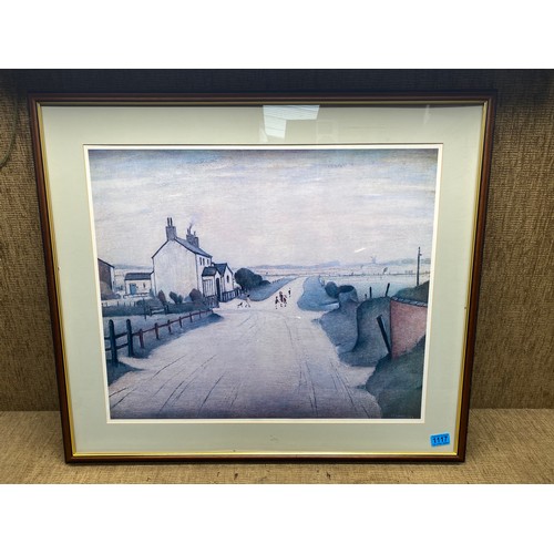 1117 - L.S. Lowry A country road framed print 84x74cm.