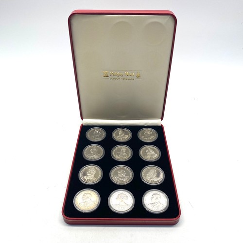 864 - Pobjoy mint 1993 Kings and Queens of England crown coin set comprising of twelve coins.