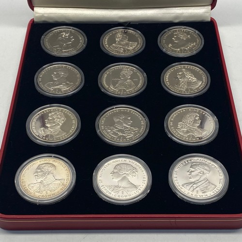 864 - Pobjoy mint 1993 Kings and Queens of England crown coin set comprising of twelve coins.