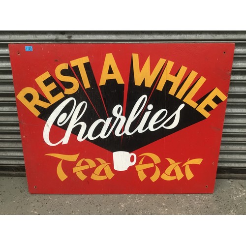 1130 - Vintage hand painted wooden sign 123cm x 94cm