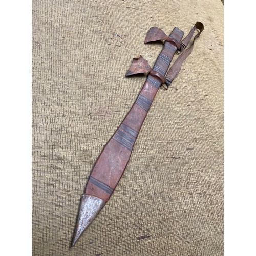 874 - Good example of a Sudanese Kaskara Sword circa 1870, Hilt of typical form with remains of leather wr... 