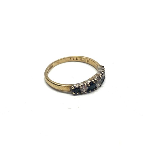 880 - 9ct gold ring with CZ and black diamonds. Size L. 1.6g