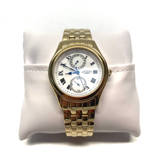 888 - Rotary rotary GB030992 gold plated watch and original bill of sale. (The watch is working with a new... 