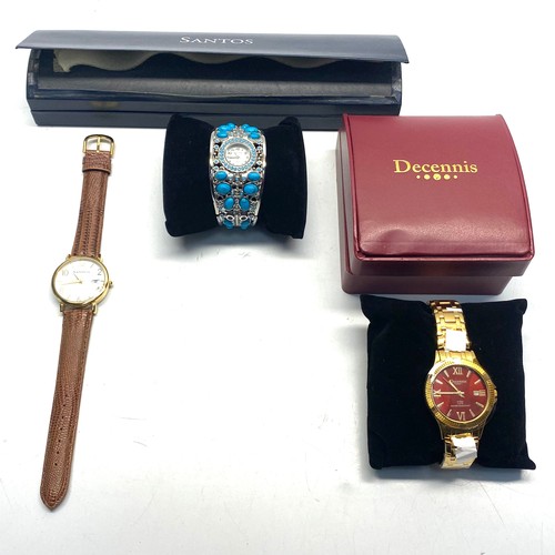 770 - Decennis men's watch never worn, Santos men's watch and a Jewel Time ladies watch with turquoise sto... 