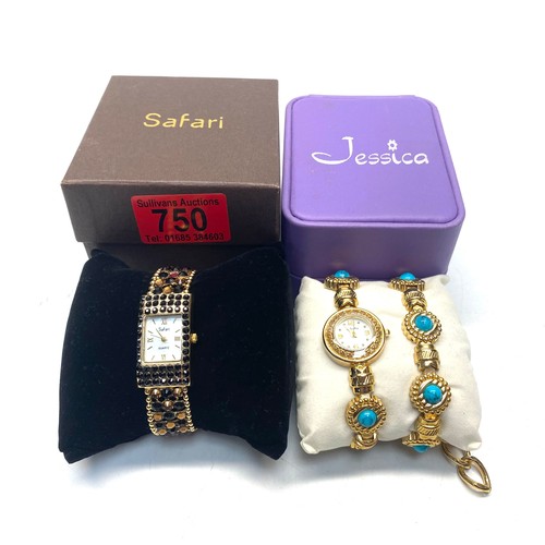 750 - Jessica ladies' gift set watch with turquoise stones and Ladies Safari with encrusted crystal. (The ... 