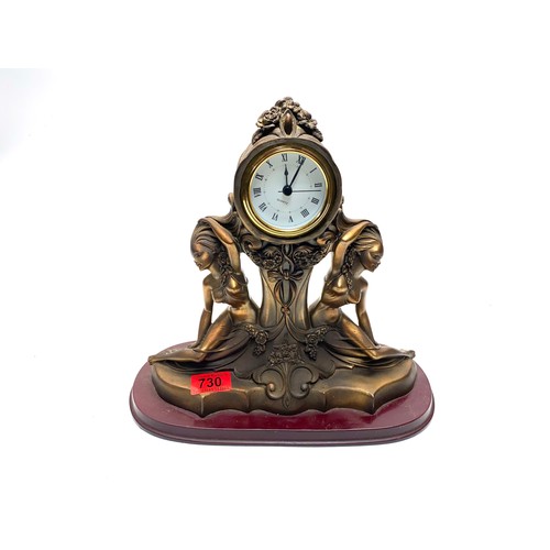 730 - Art deco style Quartz clock of elegant ladies posing.