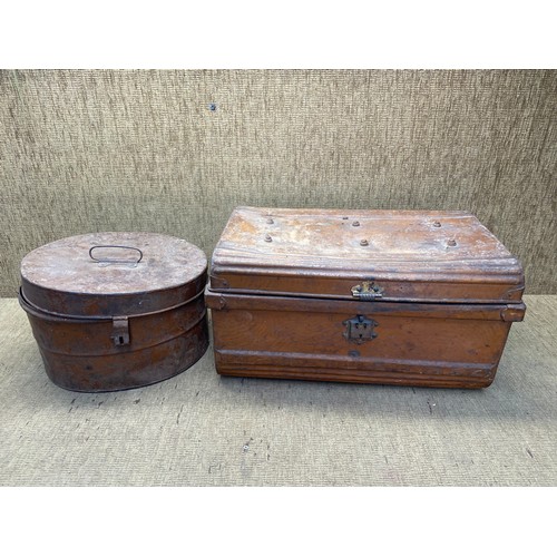 1166 - 2 bronzed storage metal chest.