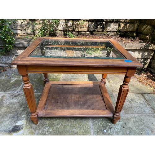 1171 - square side/lamp/coffee table with glass insert.