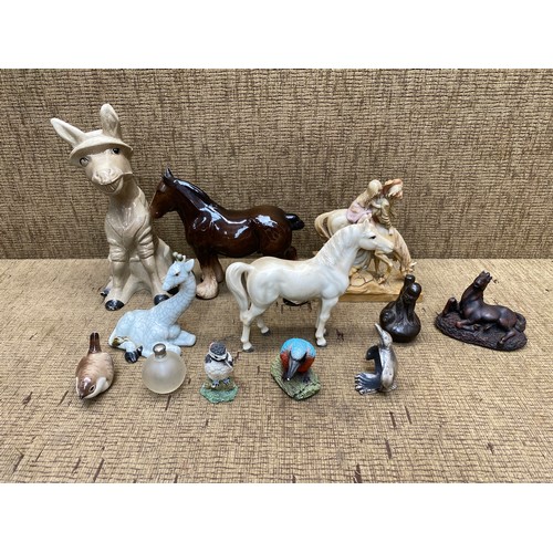 479 - Selection of animal figures including a money box donkey figure