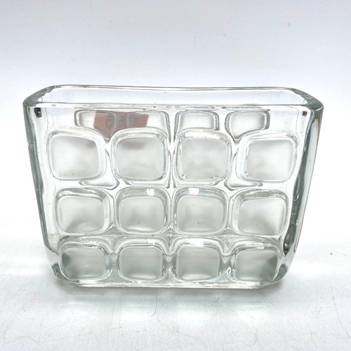 756 - 1960’s SKLO union Czech heavy clear glass jardiniere lens vase