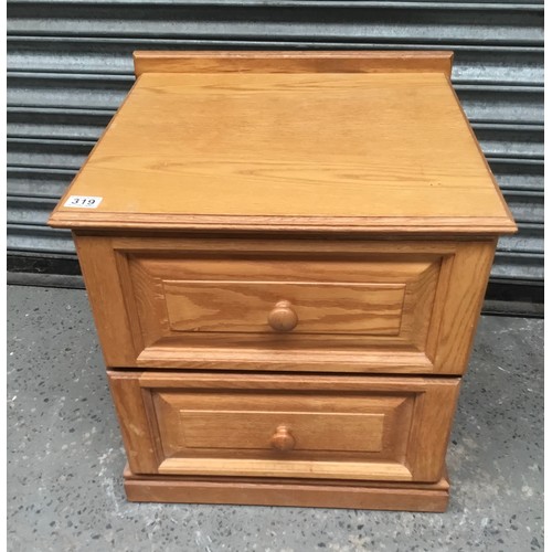 319 - 2 draw bedside cabinet 54x50x58cm.