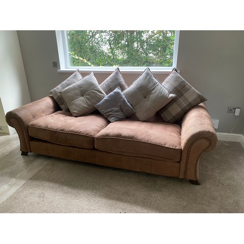 322 - DSF faux suede sofa with pillows