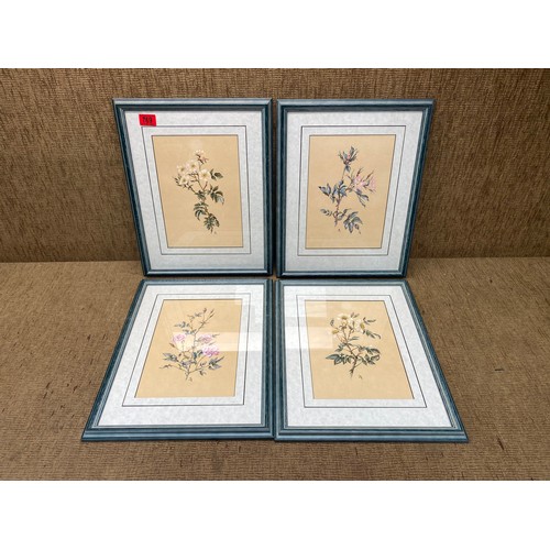 769 - Set of four framed watercolours by renowned contemporary artist Joanne Dean (nee Harris, find her wo... 