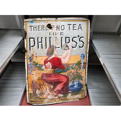 1073 - There's No Tea like Phillips's tea ' large-pictorial enamel advertising sign, single-sided, with ena... 