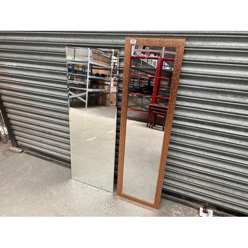 11 - Two modern hallway/bedroom mirrors 130cm tall.