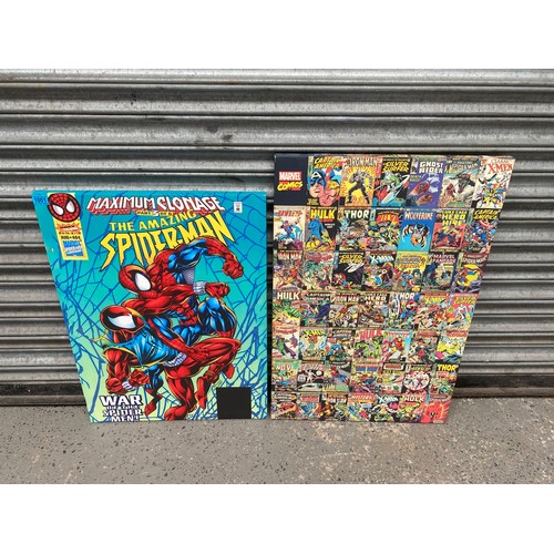 1001 - 2 Marvel comics canvas' including: Maximum Clonage The Amazing Spider-Man.