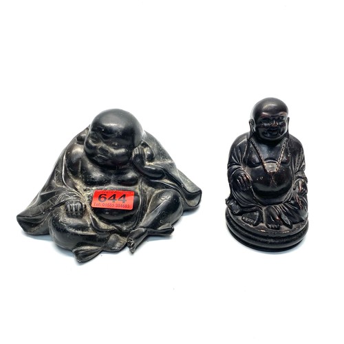 644 - Two large black Buddhas