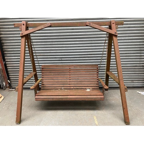 409 - Wooden garden bench swing.