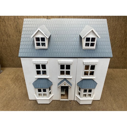 100 - Vintage dolls house full of furniture; 64cm x 42cm.